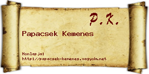 Papacsek Kemenes névjegykártya